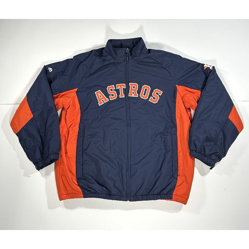 VTG Y2K Houston Astros Majestic Track Jacket Mens MLB Fleece Throwback XL READ